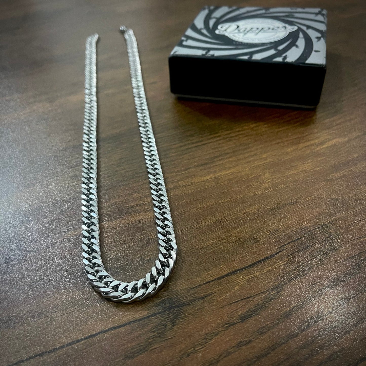 8mm Silver Cut Cuban Neck Chain