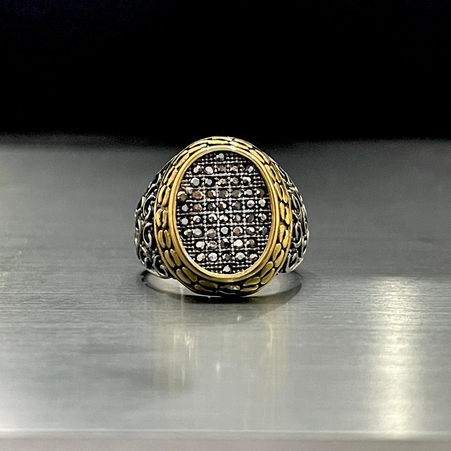 Cubical Zircon Oval Crown Ring