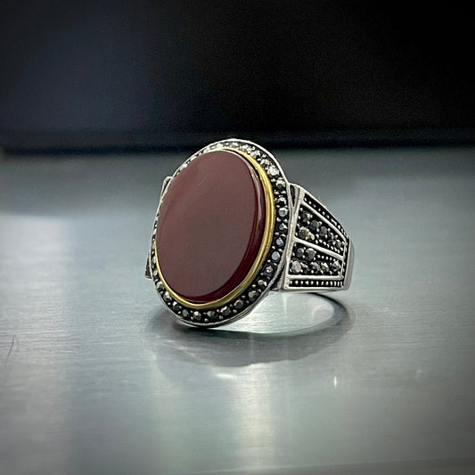 Red Oval Stone  Ring