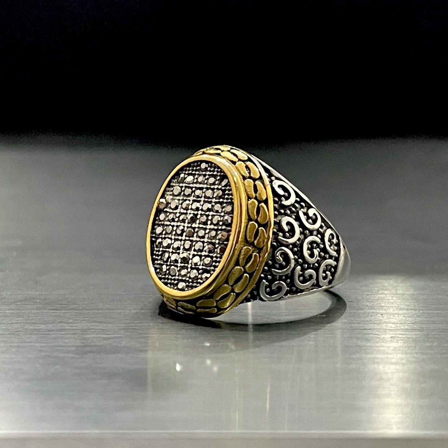 Cubical Zircon Oval Crown Ring